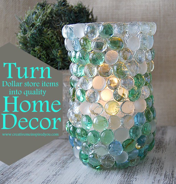Glass Bead Vase with Dollar Store Items