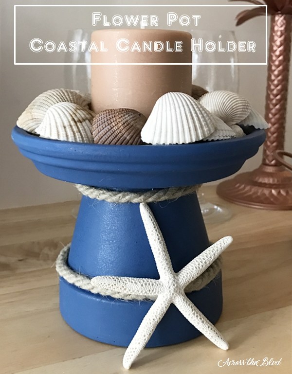 Coastal Candle Holder from a Terra Cotta Pot
