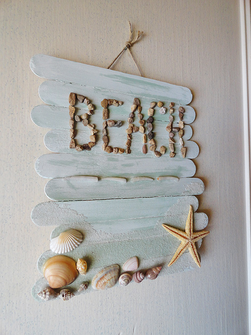 Craft Stick Beach Plaque