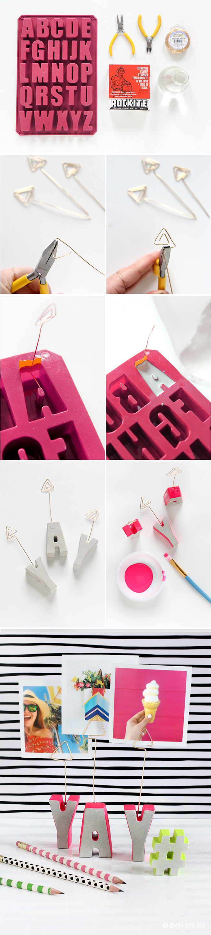 DIY Cement Letter Photo Holder