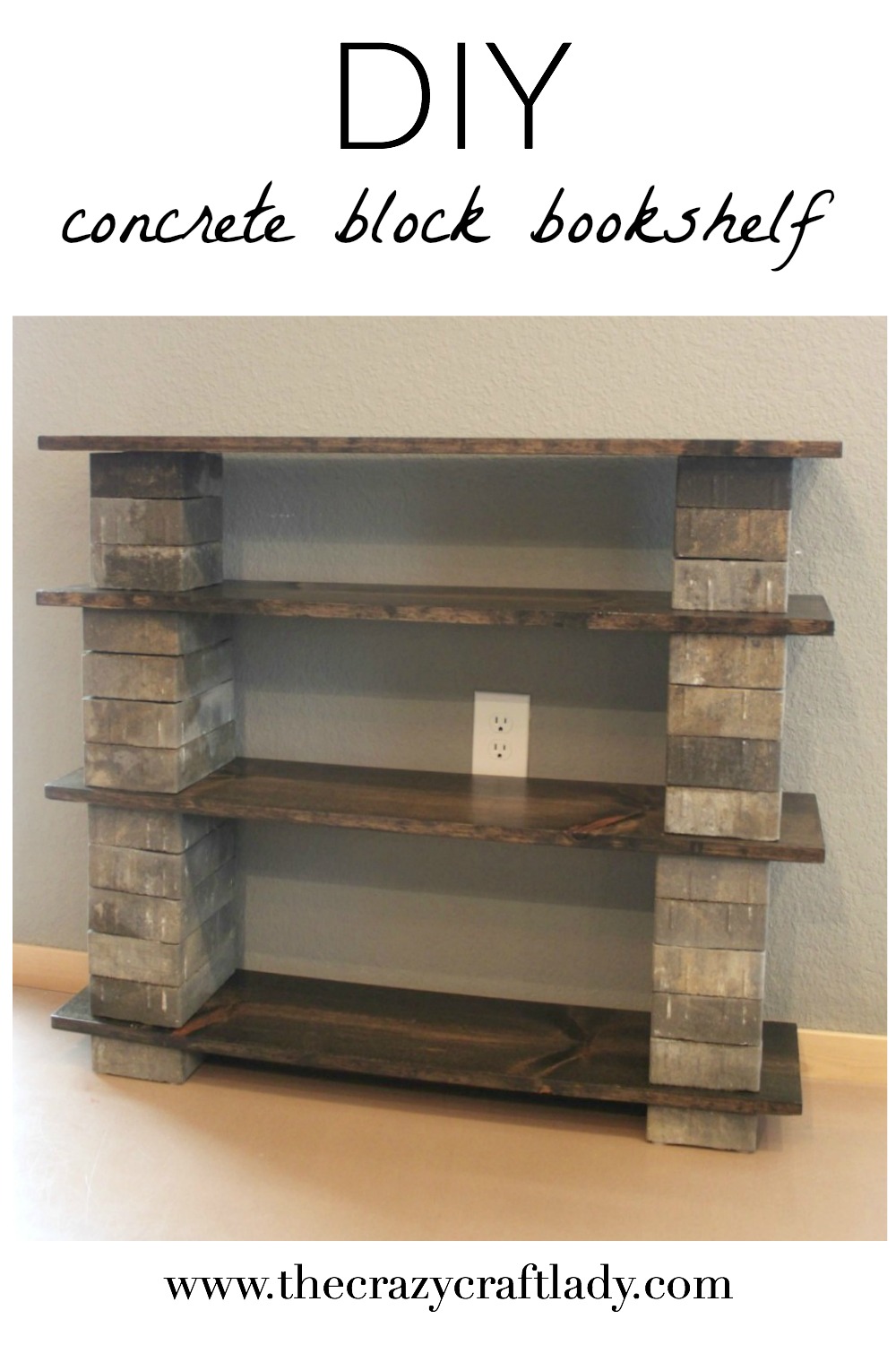 DIY Concrete Block Bookshelf
