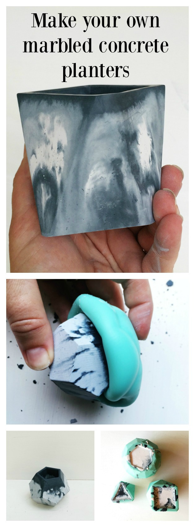 DIY Marbled Concrete Planters