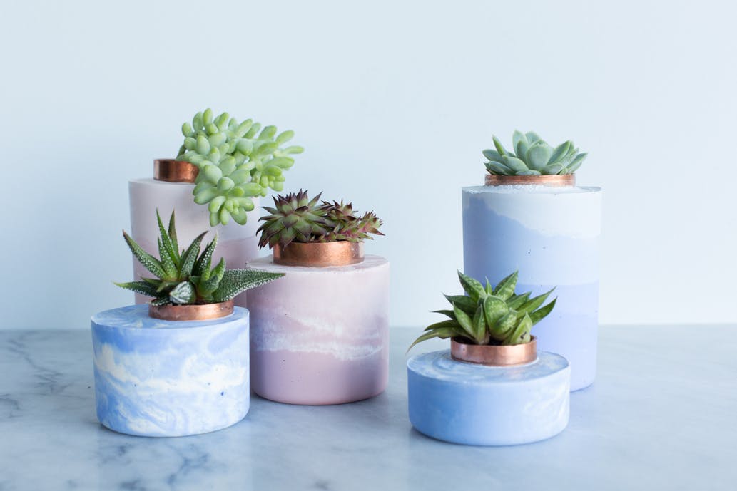 Marbled and Ombre Concrete Planters