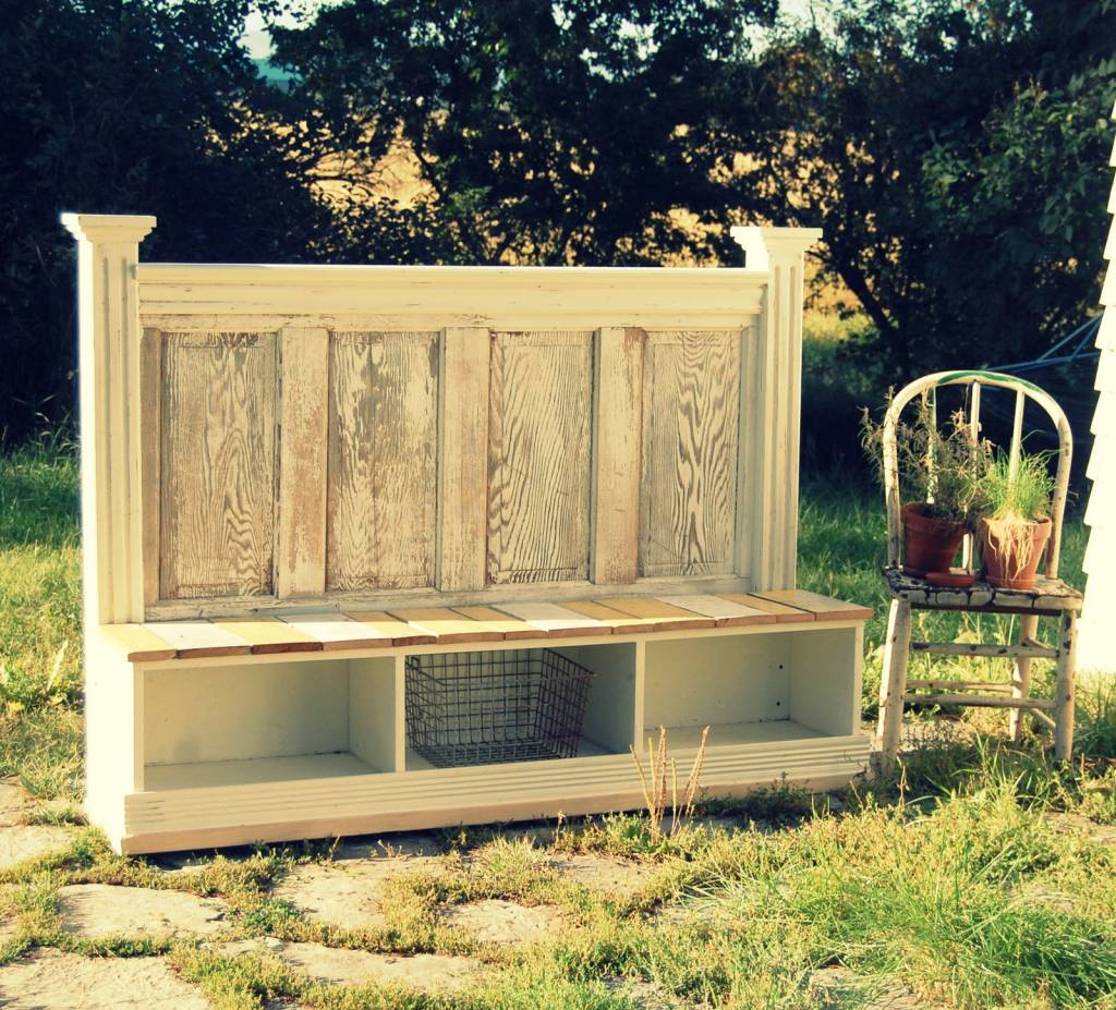 Bench From a Repurposed Door Headboard