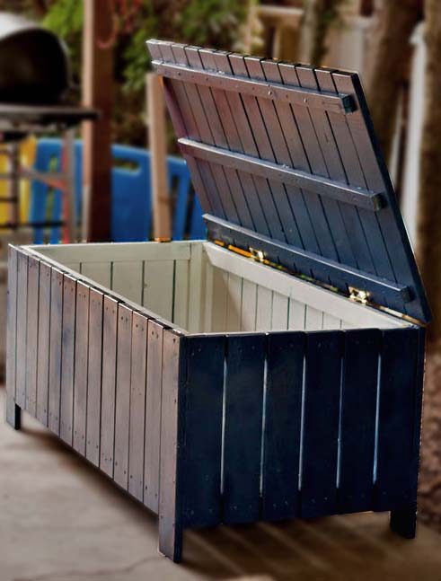 Dark Stained Wooden Board Storage Bench