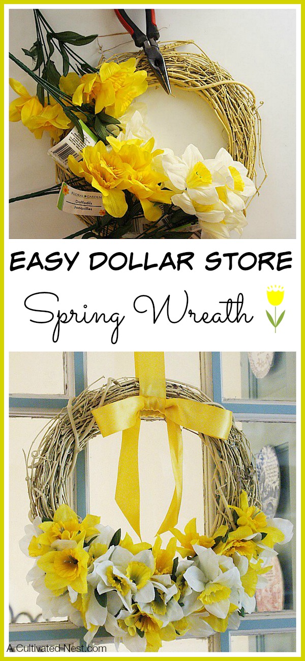 Easy Dollar Store Daffodil Wreath