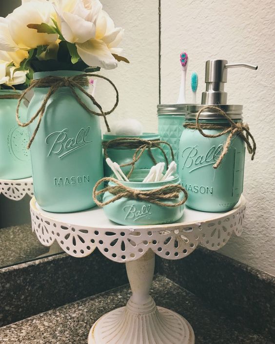 Mason Jar Bathroom Organizer
