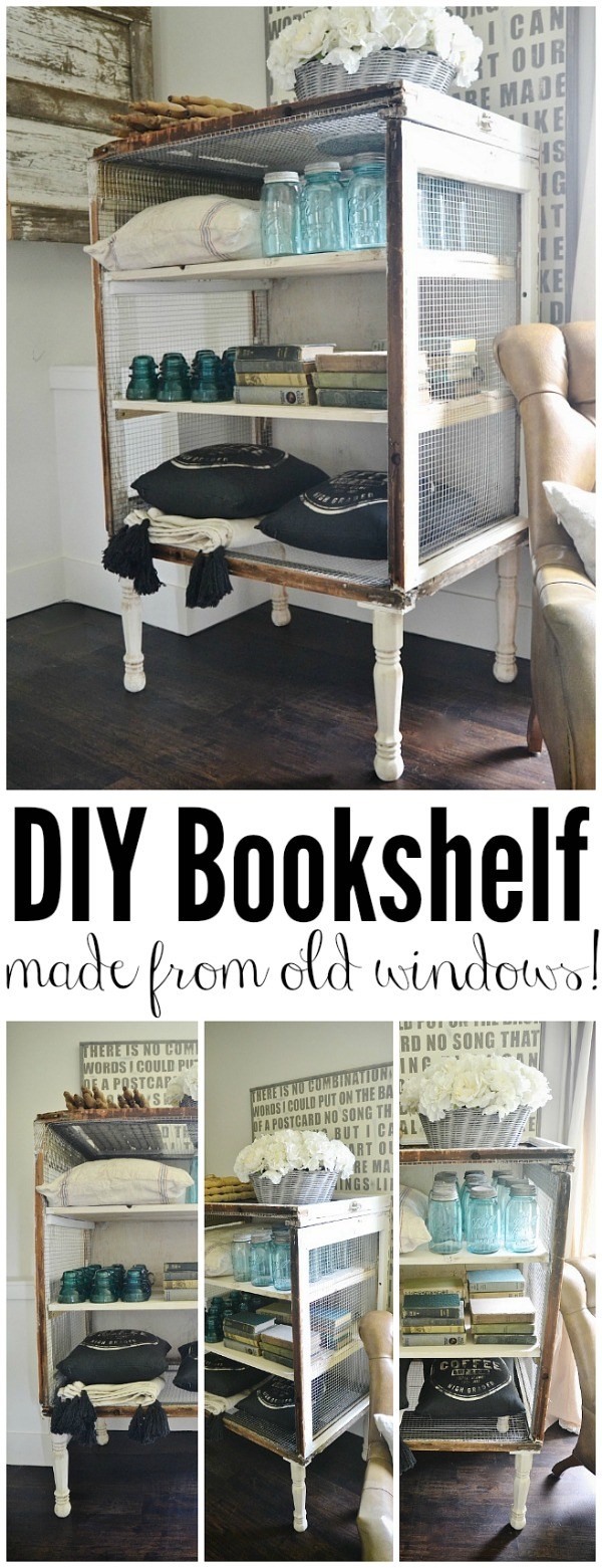 DIY Antique Window Bookshelf