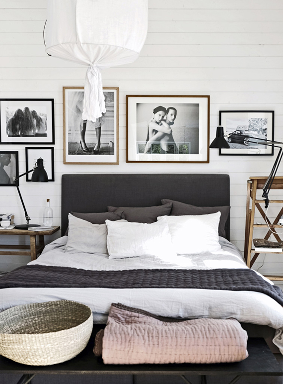 Scandinavian Bedroom with Photo Gallery Wall