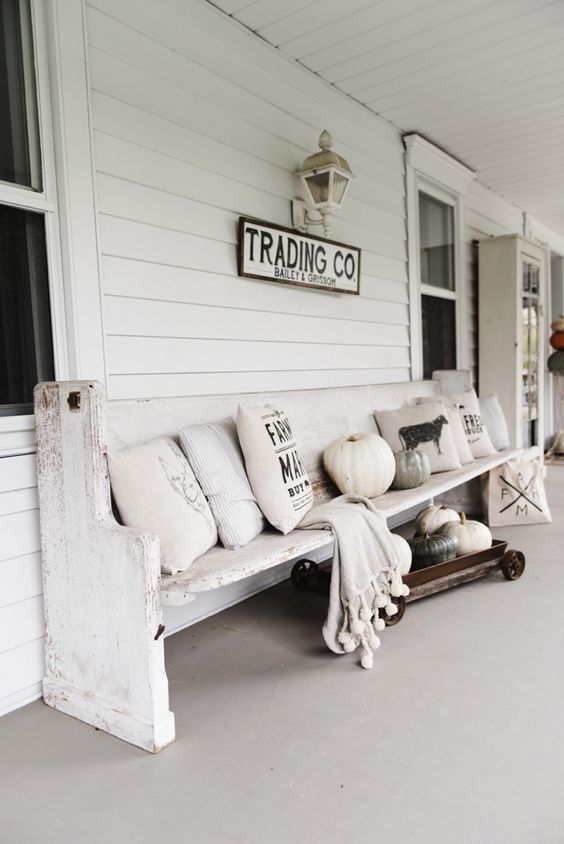 Wooden Bench Rustic Porch Decor