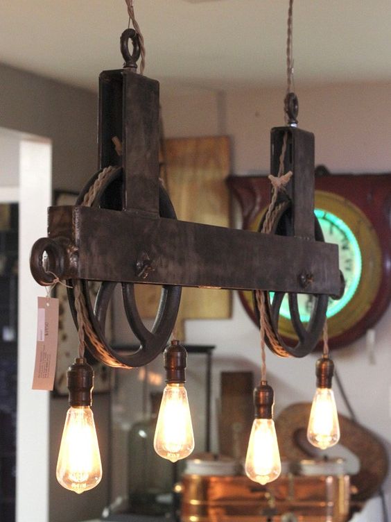 13. Vintage Pulley Hanging Light