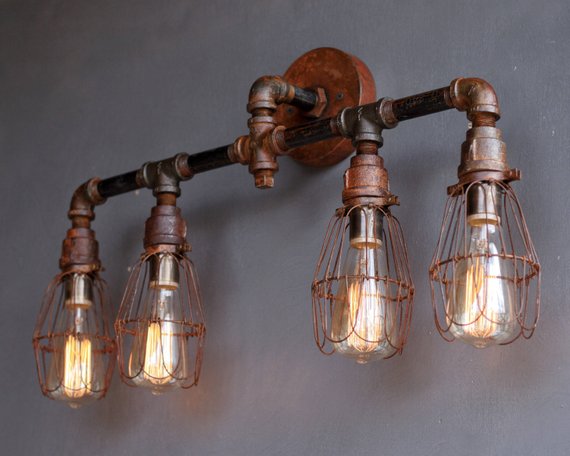 20. Rustic Metal Pipe Industrial lighting
