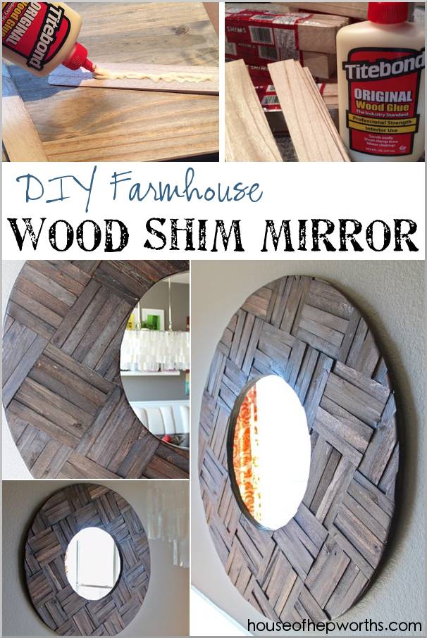 Farmhouse mirror made from shims