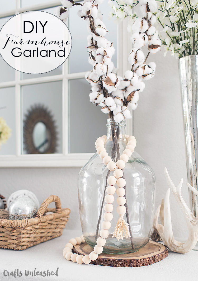 DIY Farmhouse Wood Bead Garland