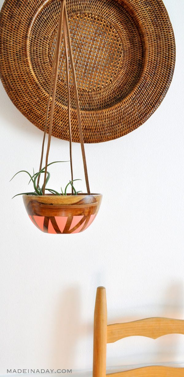 DIY Wood Leather Plant Hanger