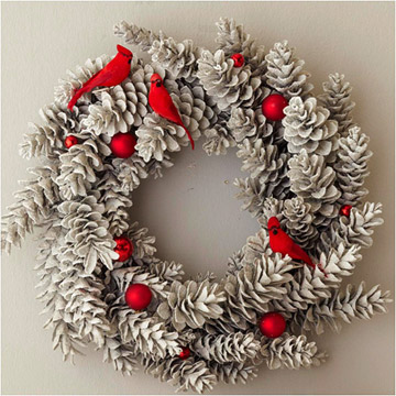Accent Pinecones Wreath with Pops of Color