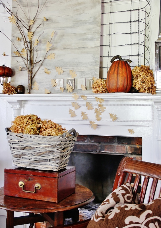Barn Door Fall Mantel Decor