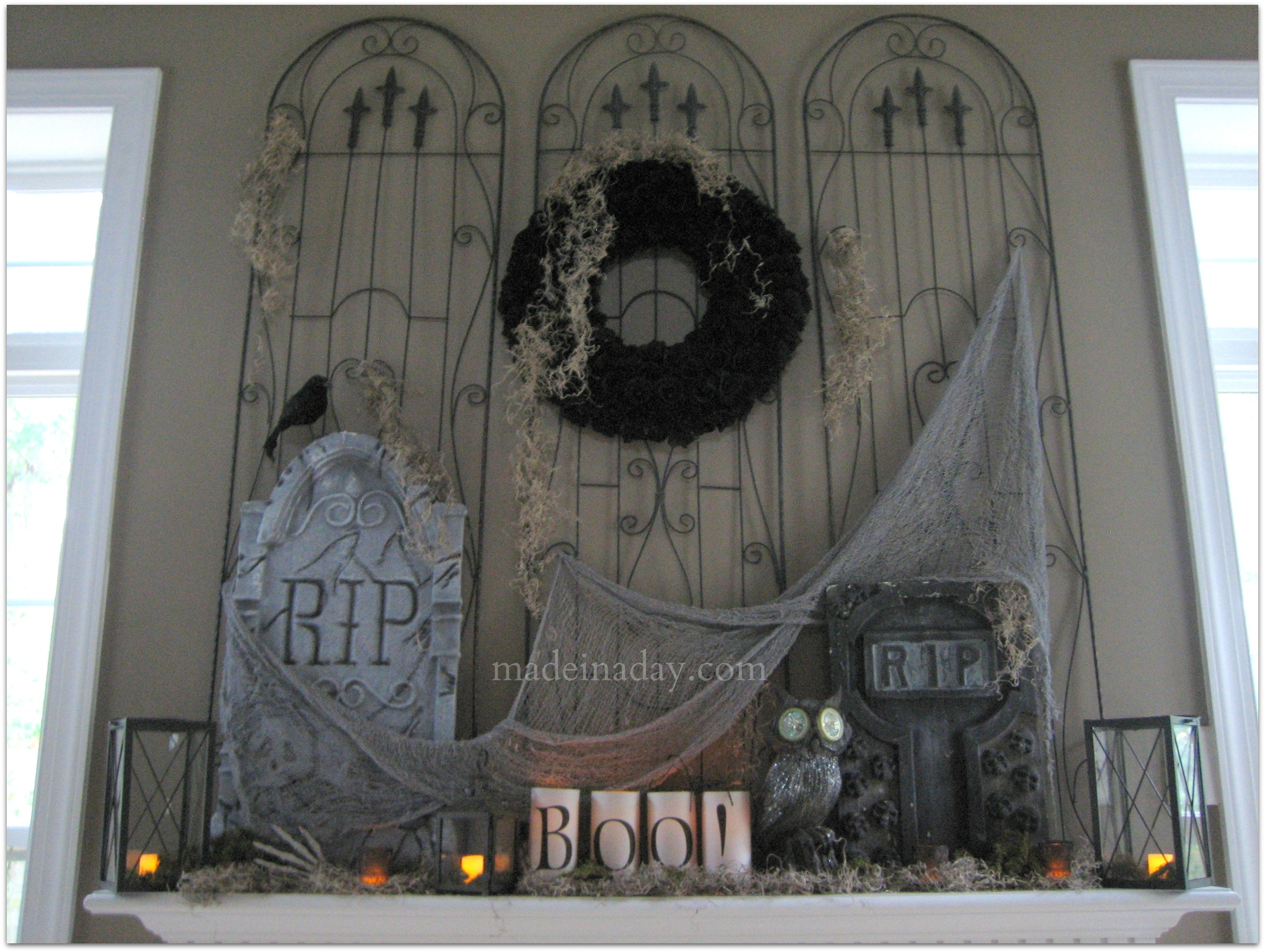 Cemetery Halloween Mantel