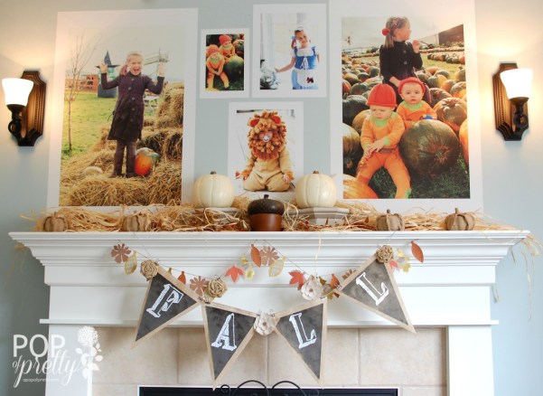 Fall Mantel Decor With Giant Fall Photos