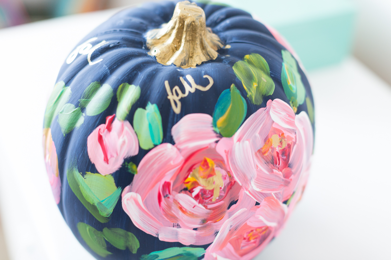 Hand Painted Floral Pumpkin