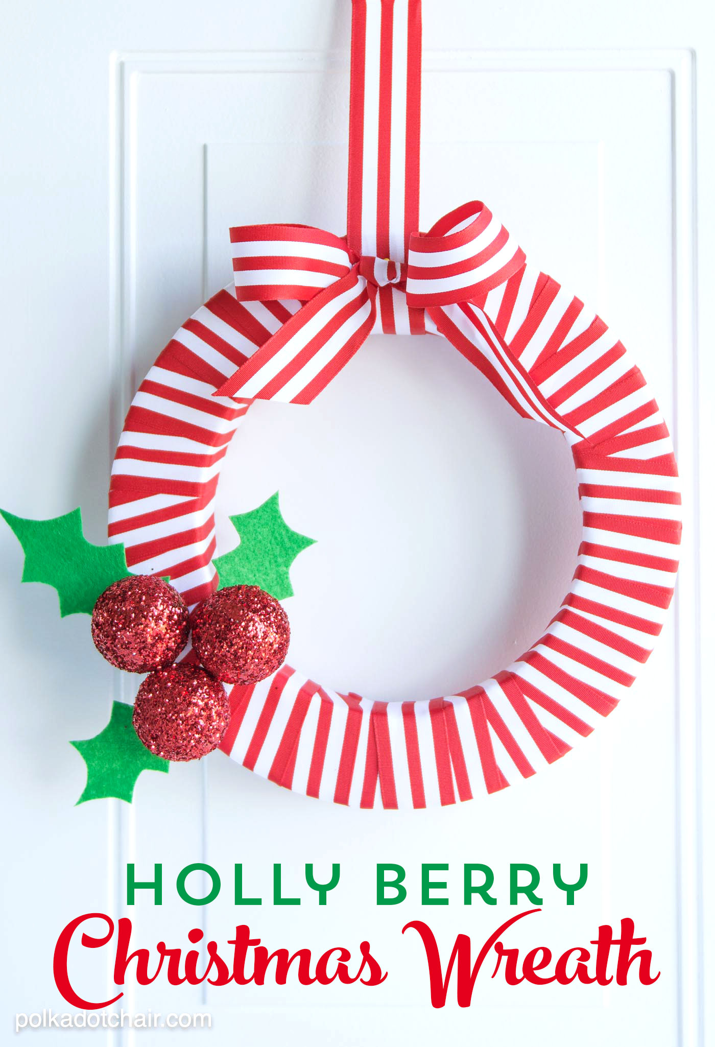 Holly Berry Ribbon Christmas Wreath
