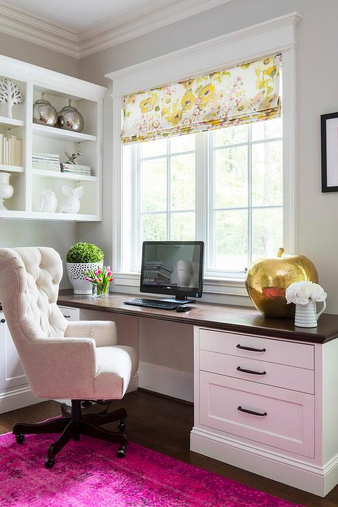 Home Office with Wood Top Desk and Rug