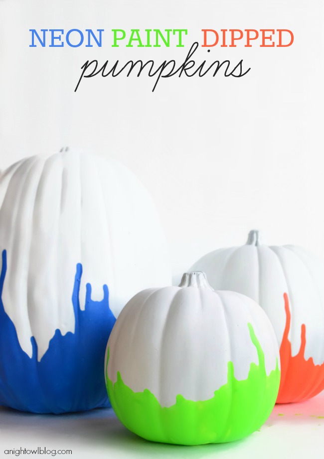 Neon Paint Dipped Pumpkins