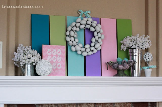 Rainbow Board Easter Mantel