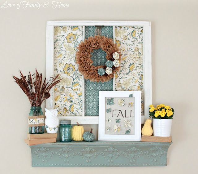 Teal & Yellow Fall Mantel