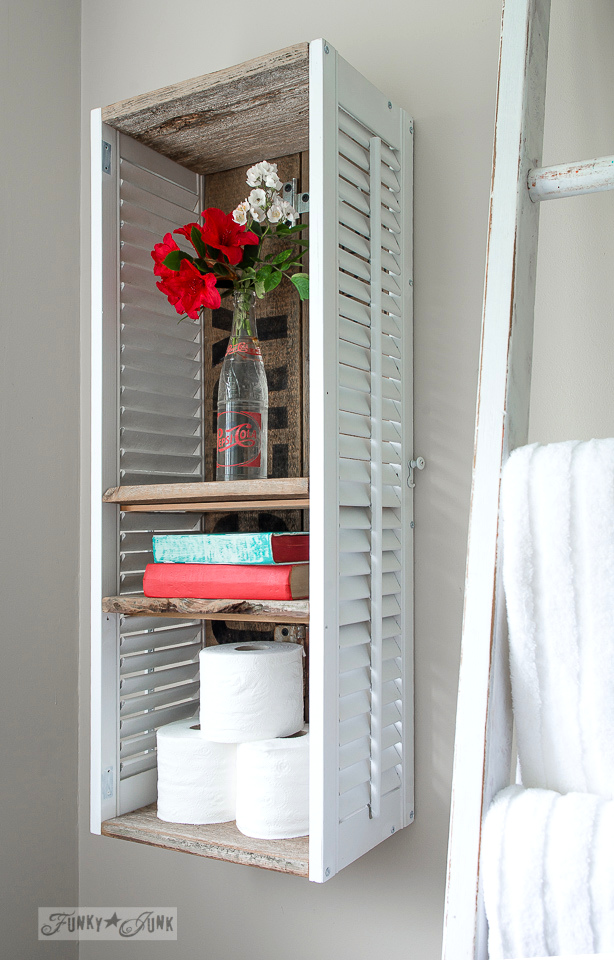 A Reclaimed Wood Old Sign Shutter Shelf