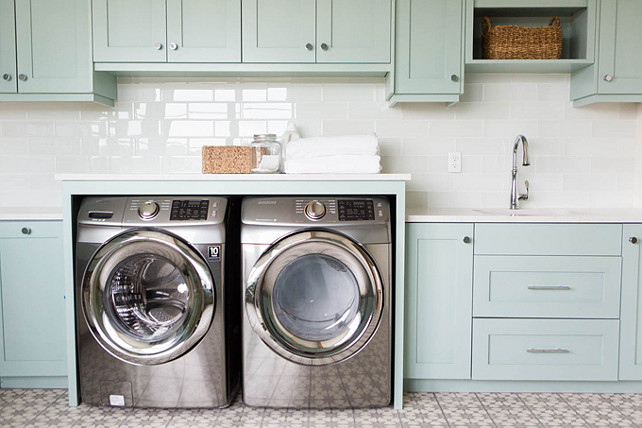 Coastal Blue Laundry Room Design