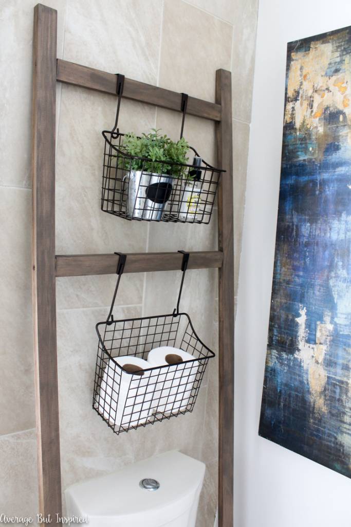 Storage Ladder with Hanging Baskets