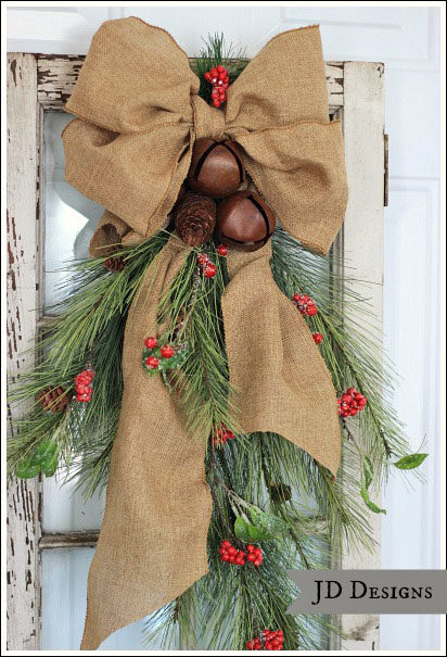 Cedar, Pine Cone, and Rustic Bell Swag