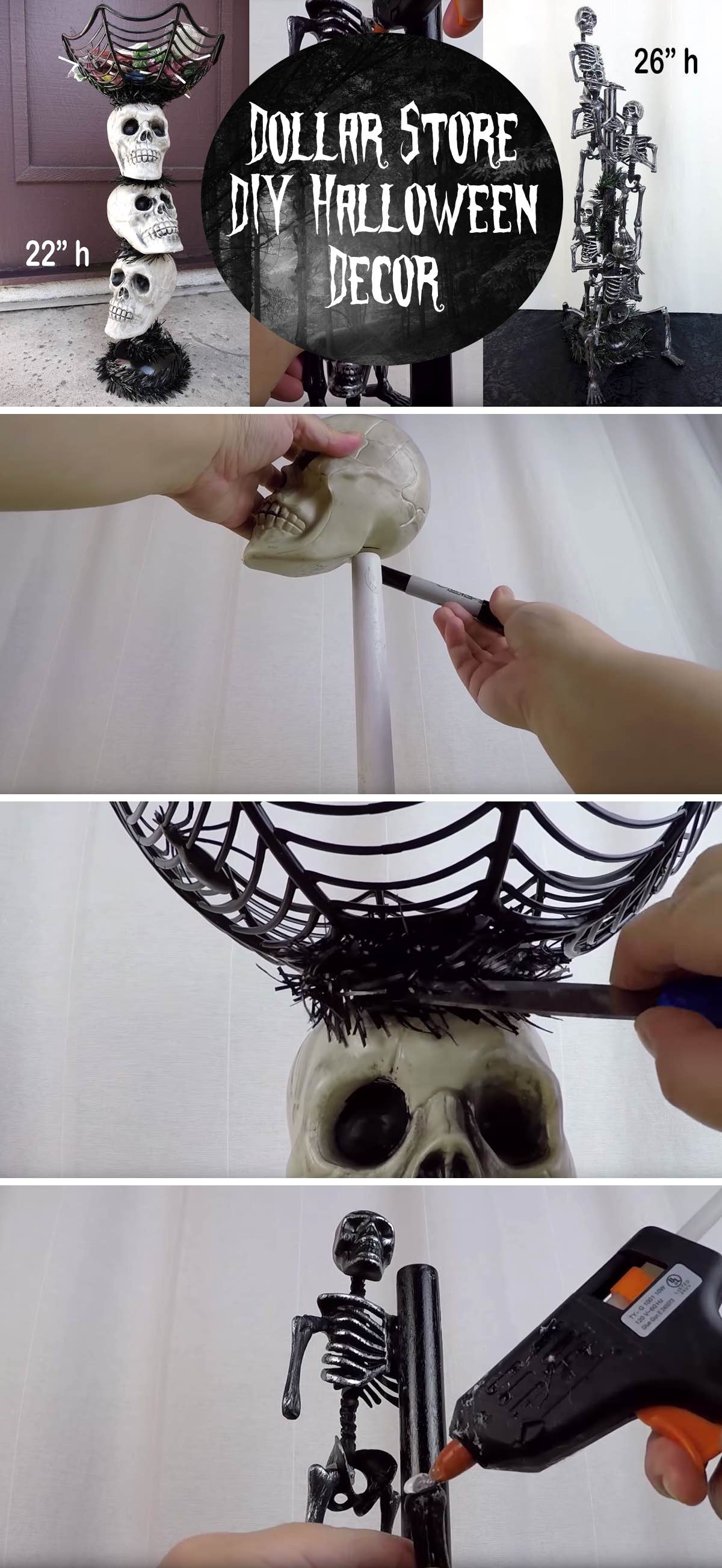 Dollar Store DIY Halloween Decor Skull Candy Stand Dollar Store DIY Halloween Decor Skull Candy Stand